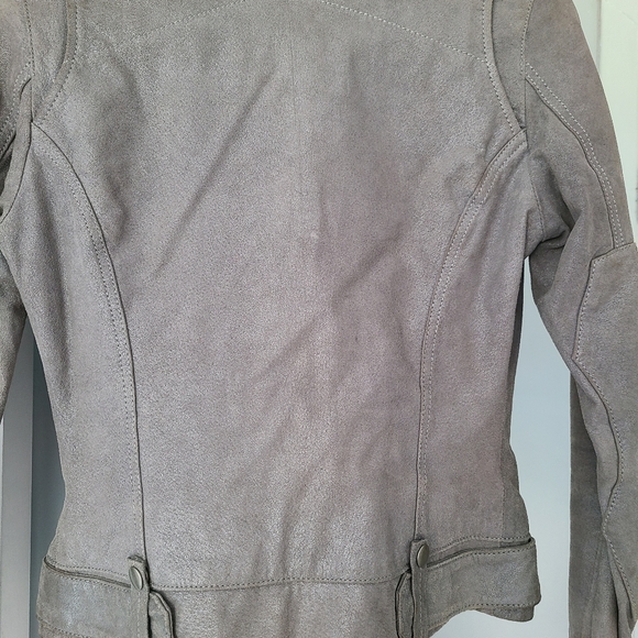 Danier pewter brushed leather moto  jacket - Picture 2 of 9